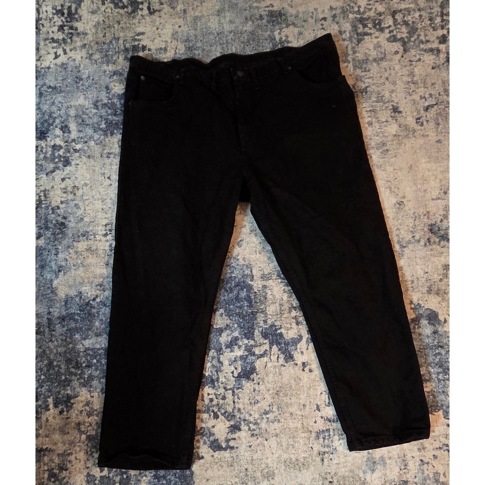 Wrangler Mens Premium Quality Comfort Straight Leg Black Jeans 46x29 1097FXVCB